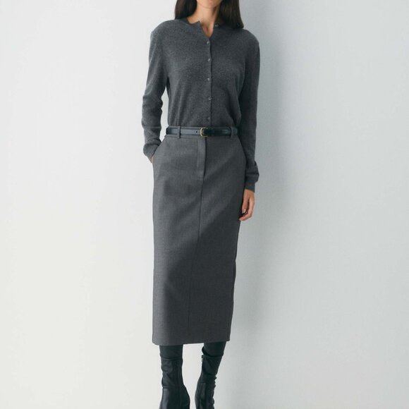 Aritzia Bare Cashmere Crew Cardigan Sweater - Small, Heather Grey Charcoal - Picture 3 of 9